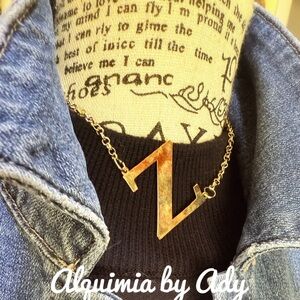 Gold Initial Z Necklace • Oversized 5" Pendant